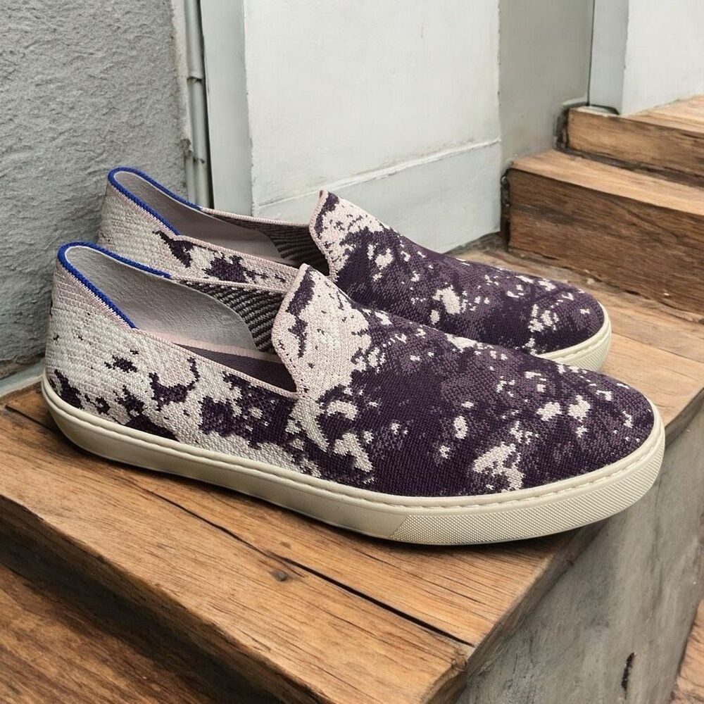 Rothys Slip On Sneaker Women’s 11,5 M Purple Shibori Ocean Iris Tie Dye EUC